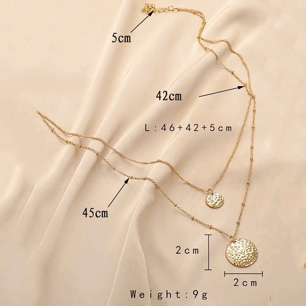 Any 2/$20! Gold Multi-Layer Textured Disc Necklace - Picture 6 of 8